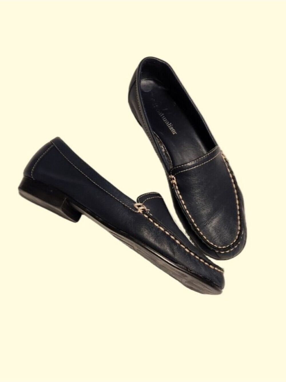 Naturalizer Simba Loafer Flat Navy Leather 6 M